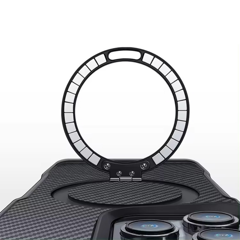 TPU+PC чехол Metal Buttons with MagSafe Carbon Ring для Apple iPhone 14 Pro Max (6.7")