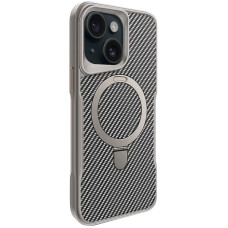 TPU+PC чехол Metal Buttons with MagSafe Carbon Ring для Apple iPhone 15 (6.1")
