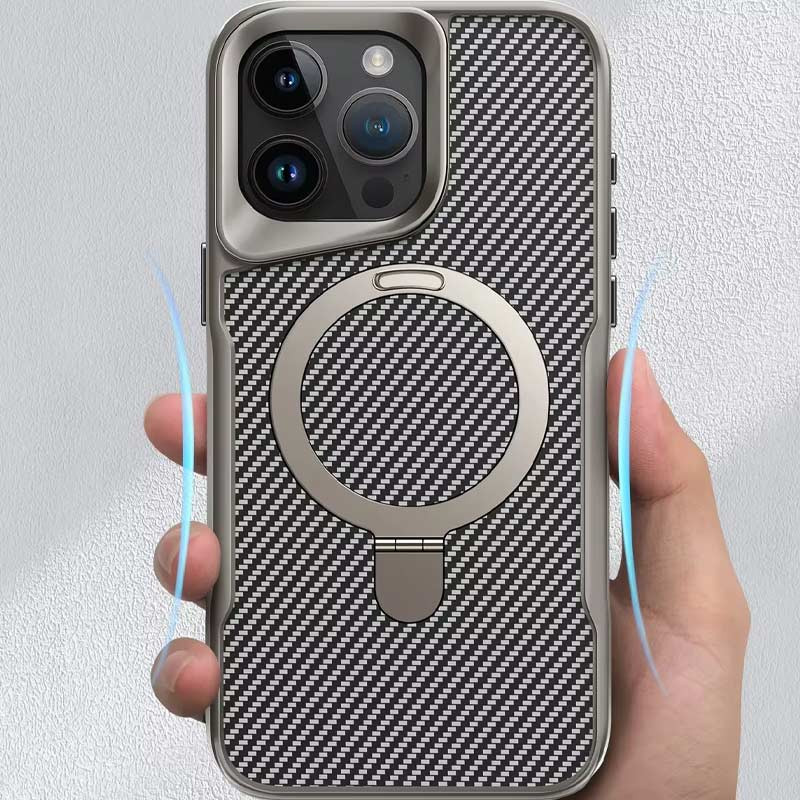 TPU+PC чехол Metal Buttons with MagSafe Carbon Ring для Apple iPhone 15 Pro (6.1")