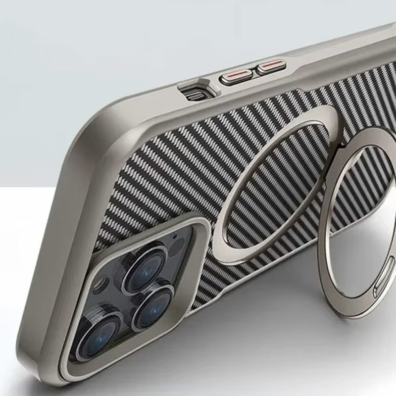 TPU+PC чехол Metal Buttons with MagSafe Carbon Ring для Apple iPhone 15 Pro (6.1")