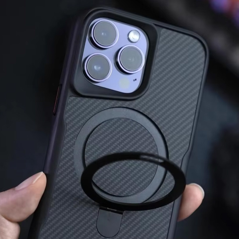 TPU+PC чехол Metal Buttons with MagSafe Carbon Ring для Apple iPhone 15 Pro Max (6.7")