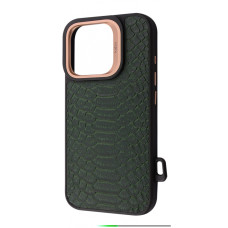 Чохол Kajsa Snake Pattern with Magnetic Ring iPhone 16 Pro Max olive