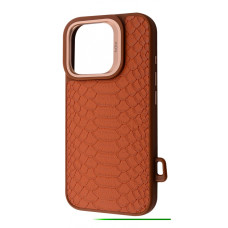 Чохол Kajsa Snake Pattern with Magnetic Ring iPhone 16 Pro Max brown