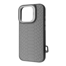 Чохол Kajsa Snake Pattern with Magnetic Ring iPhone 16 Pro Max light gray