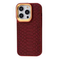 Чохол Kajsa Snake Pattern iPhone 14 Pro burgundy