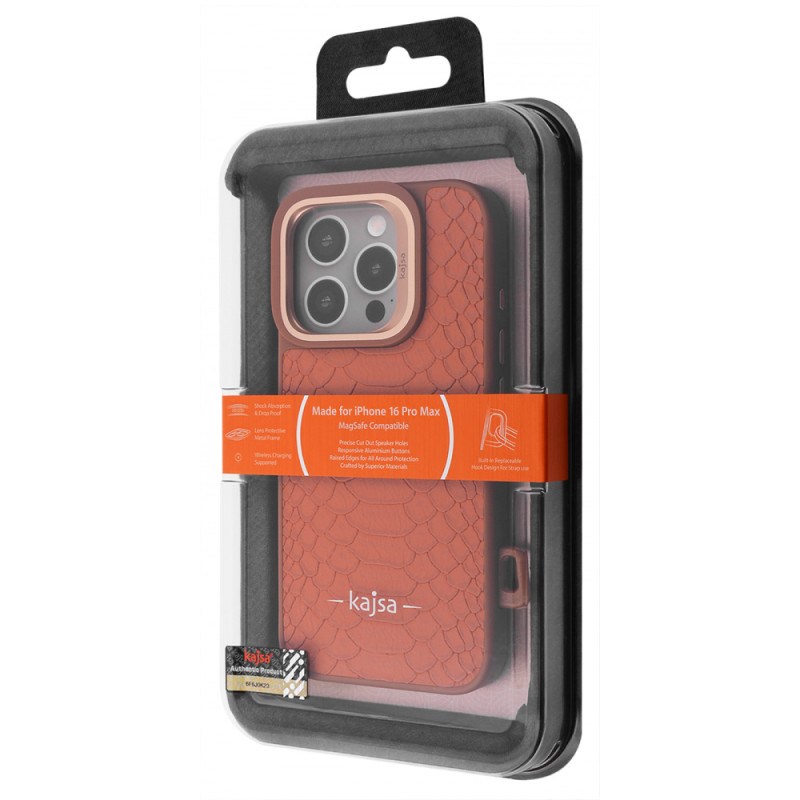 Чохол Kajsa Snake Pattern with Magnetic Ring iPhone 16 Pro Max black