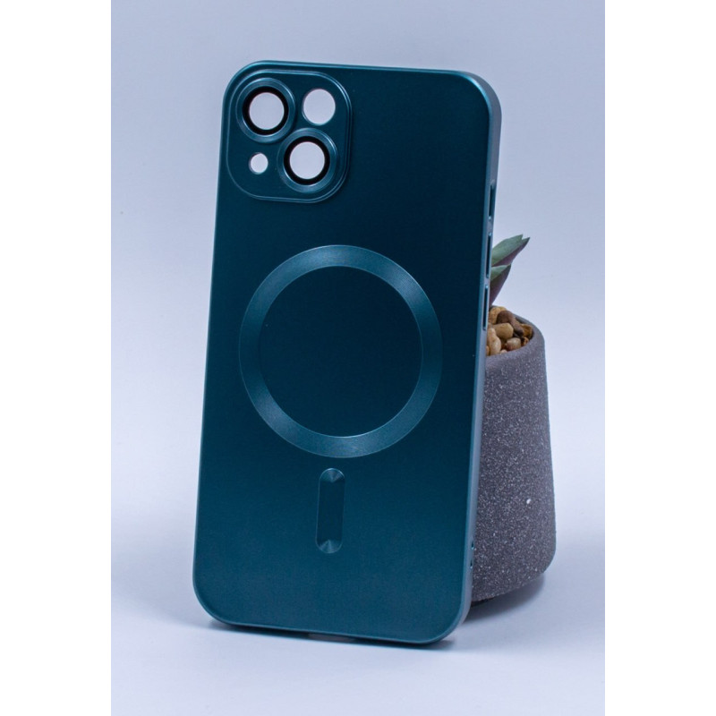 Силіконовий чохол MagSafe COLORS 2 + Camers Protection для iPhone 14 Plus нефритовый