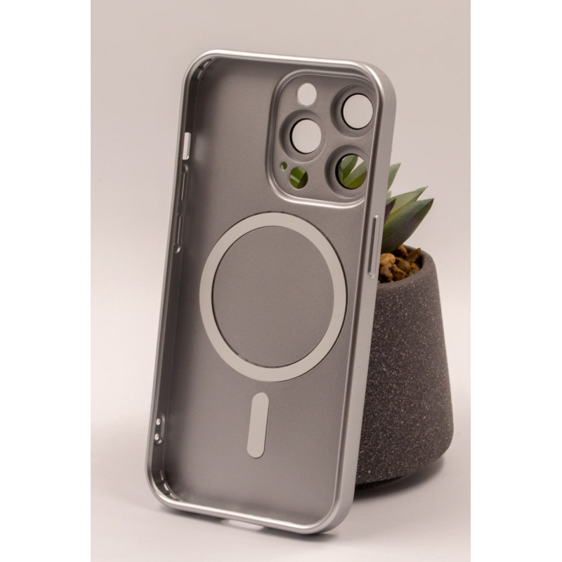 Силіконовий чохол MagSafe COLORS 2 + Camers Protection для iPhone 14 Pro Max срібний