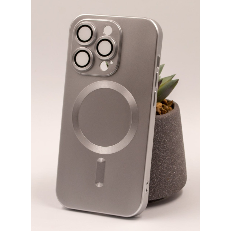 Силіконовий чохол MagSafe COLORS 2 + Camers Protection для iPhone 14 Pro Max срібний
