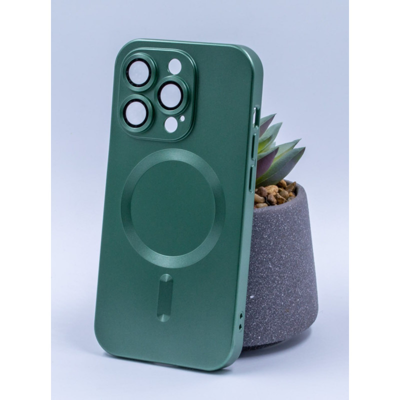 Силіконовий чохол MagSafe COLORS 2 + Camers Protection для iPhone 14 Plus зелений