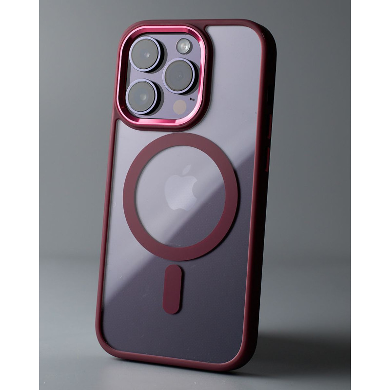 Силіконовий чохол MagSafe COLORS для телефону iPhone 14 Pro бордовий