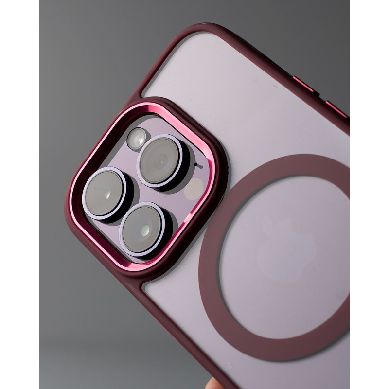 Силіконовий чохол MagSafe COLORS для телефону iPhone 14 Pro Max бордовий