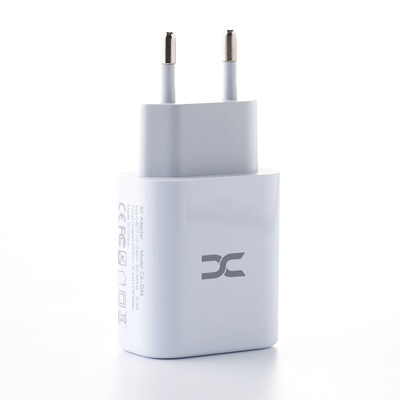 Мережевий зарядний пристрій DC 2USB/2.4A (CA-D24) білий