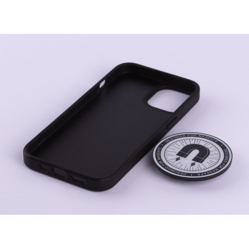 Чохол з екошкіри MagSafe DC + magsafe PopSocket для телефону iPhone 12 Pro Max темно-фіолетовий