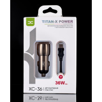 Автомобільний зарядний пристрій DC 2в1 micro 2xQC3.0/36W (XC-36) Metal темно-сірий