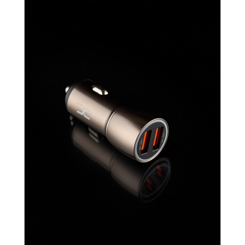 Автомобільний зарядний пристрій DC 2в1 micro 2xQC3.0/36W (XC-36) Metal темно-сірий