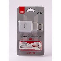 Мережевий зарядний пристрій DC 2в1 Type-C 2USB/2.4A (CA-D24) білий