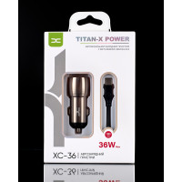Автомобільний зарядний пристрій DC 2в1 Type-C 2xQC3.0/36W (XC-36) Metal темно-сірий