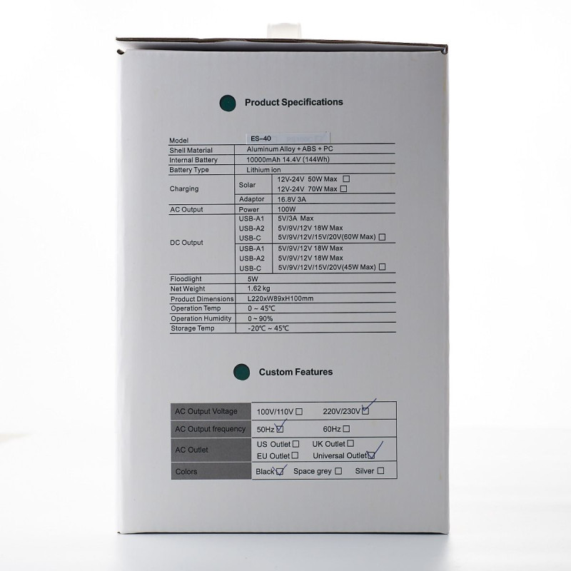 Портативна Power Station DC ES-40 (40000 mAh) чорний