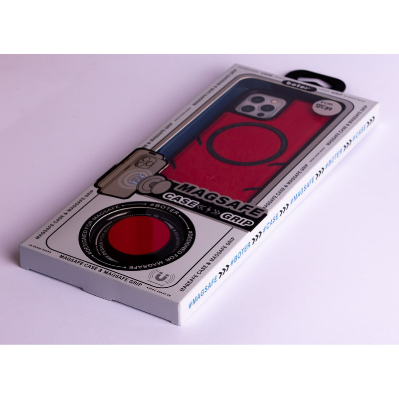 Чохол з екошкіри MagSafe DC + magsafe PopSocket для телефону iPhone 12 Pro Max червоний