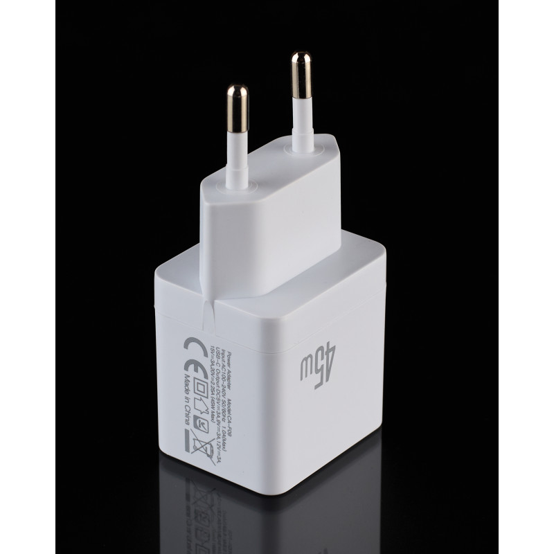 Мережевий зарядний пристрій DC 2в1 Lightning PD/45W (CA-F09) білий