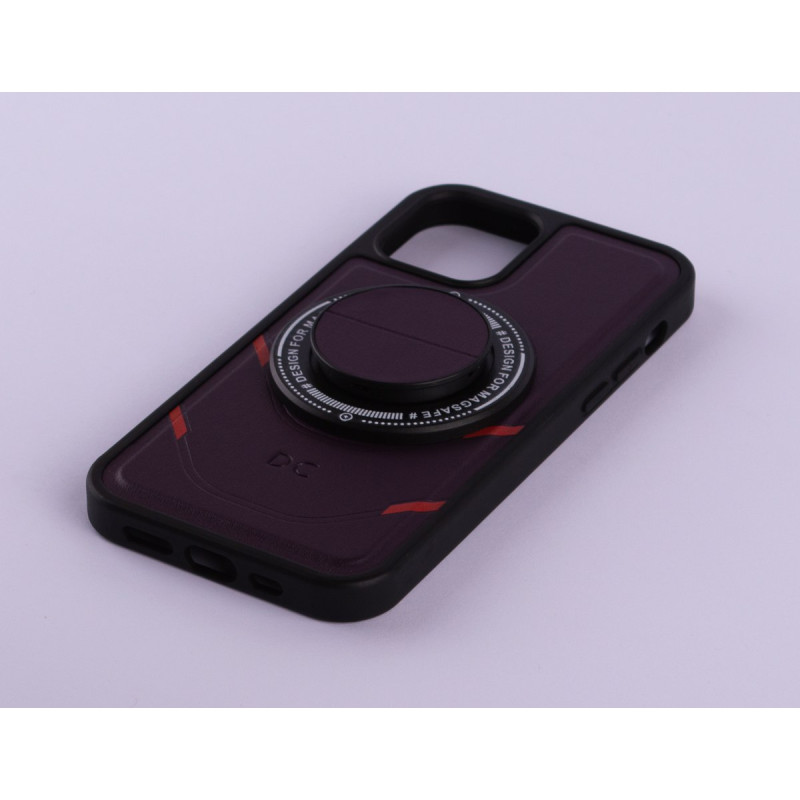 Чохол з екошкіри MagSafe DC + magsafe PopSocket для телефону iPhone 13 Pro темно-фіолетовий