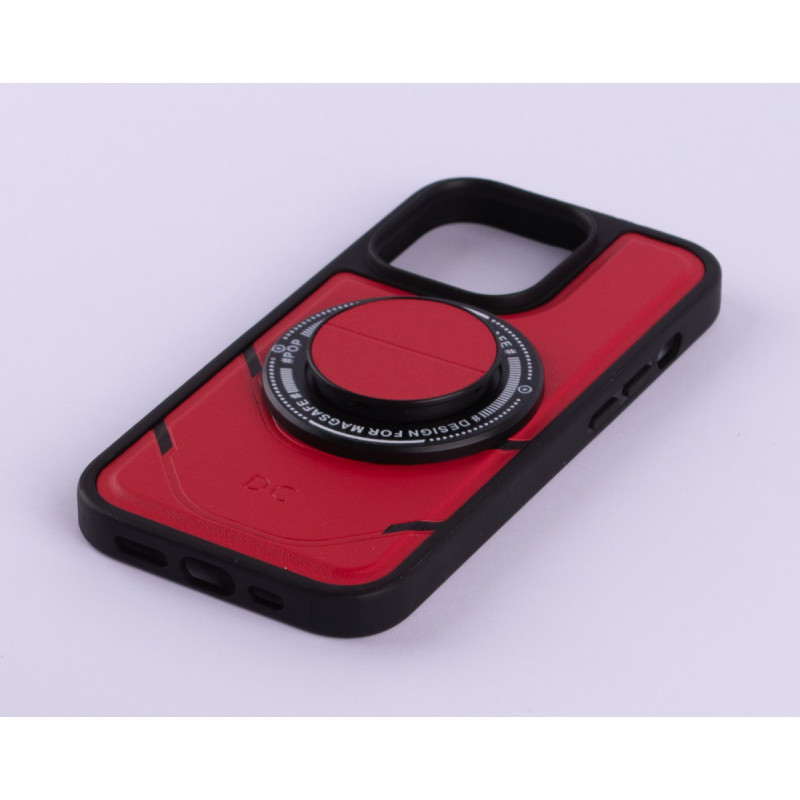 Чохол з екошкіри MagSafe DC + magsafe PopSocket для телефону iPhone 14 Pro червоний