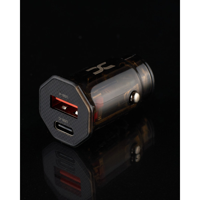 Автомобільний зарядний пристрій DC 2в1 Lightning PD/30W+QC3.0/24W Fast Charger (TC-20) чорний