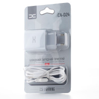 Мережевий зарядний пристрій DC 2в1 Lightning 2USB/2.4A (CA-D24) білий