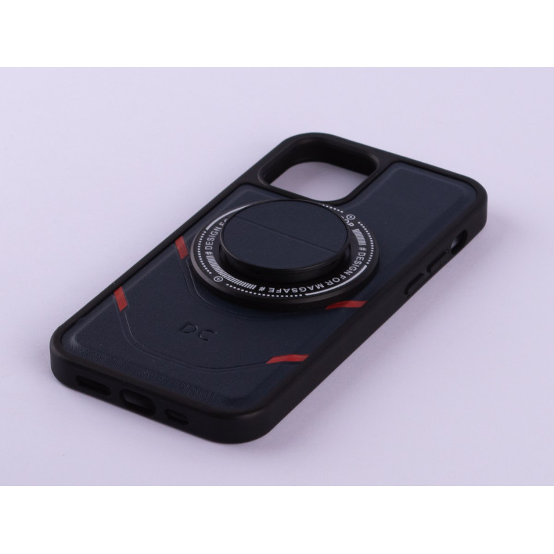 Чохол з екошкіри MagSafe DC + magsafe PopSocket для телефону iPhone 12 / iPhone 12 Pro темно-синій