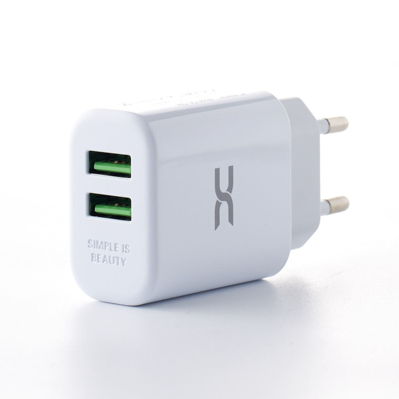 Мережевий зарядний пристрій DC 2в1 micro 2USB/2.4A (CA-D24) білий