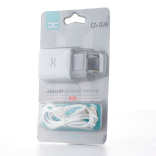 Мережевий зарядний пристрій DC 2в1 micro 2USB/2.4A (CA-D24) білий