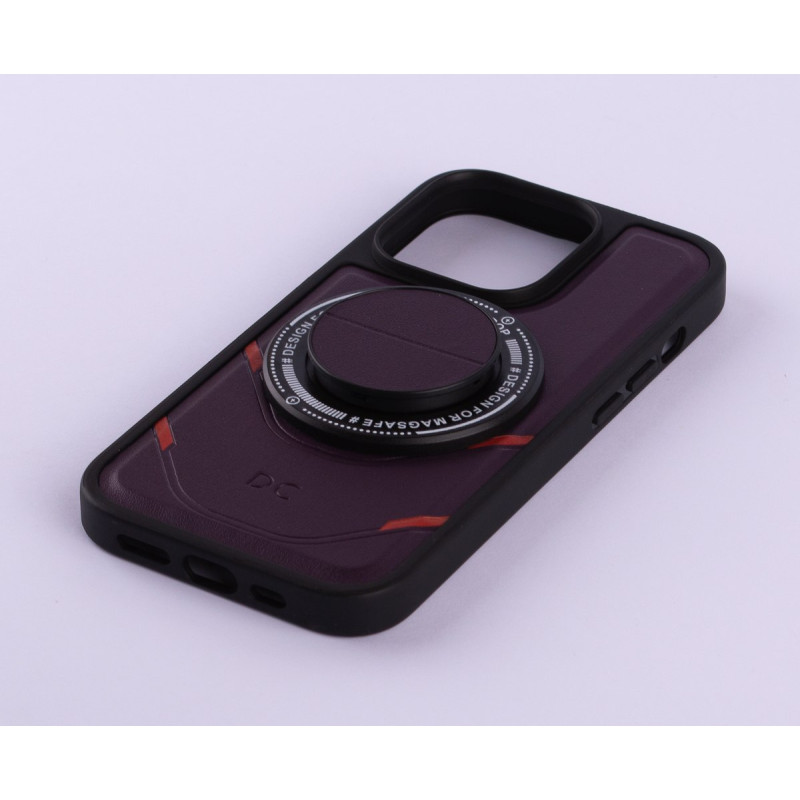 Чохол з екошкіри MagSafe DC + magsafe PopSocket для телефону iPhone 14 Pro темно-фіолетовий