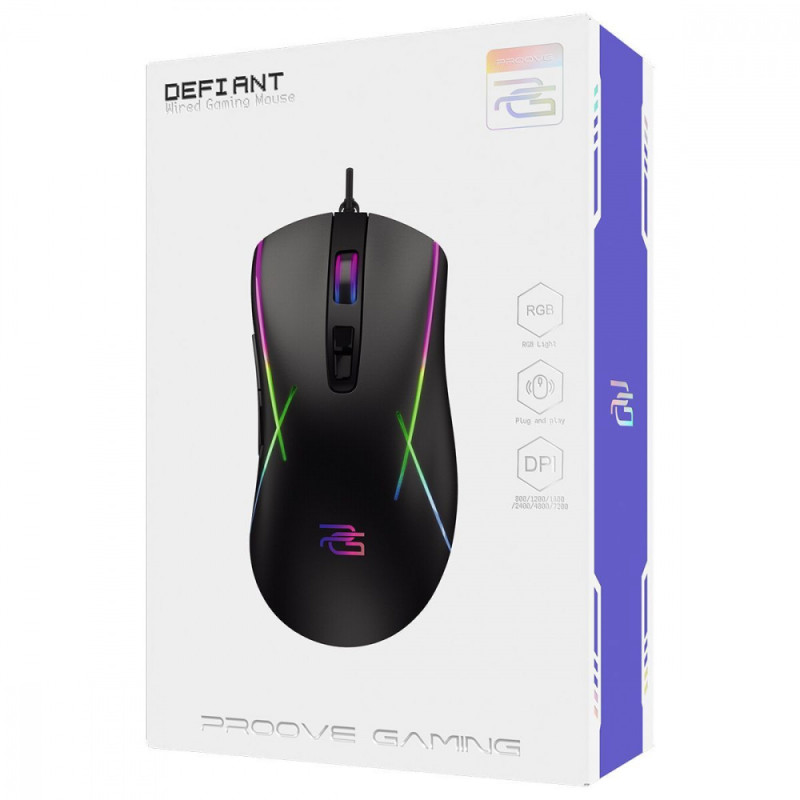 Дротова ігрова миша Proove Gaming Defiant black