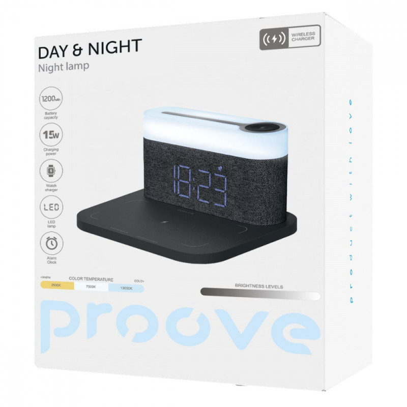 Нічник з Бездротовою Зарядкою Proove Day & Night dark gray