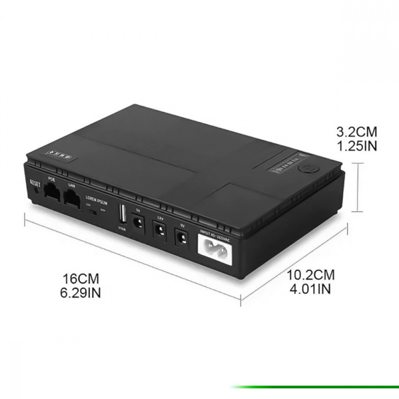 Портативне джерело безперебійного живлення DC UPS 10400mAh black