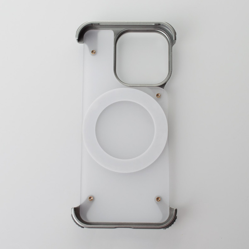 Металевий чохол MagSafe FOUR CORNER AIRBAGS для телефону iPhone 15 Pro сірий