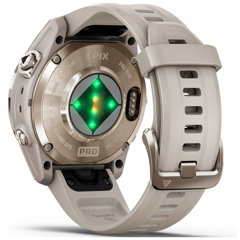 Смарт-годинник Garmin EPIX PRO (g2), 42mm, Saph, Soft Gold SS, Lt. Sand, GPS смарт (010-02802-11)
