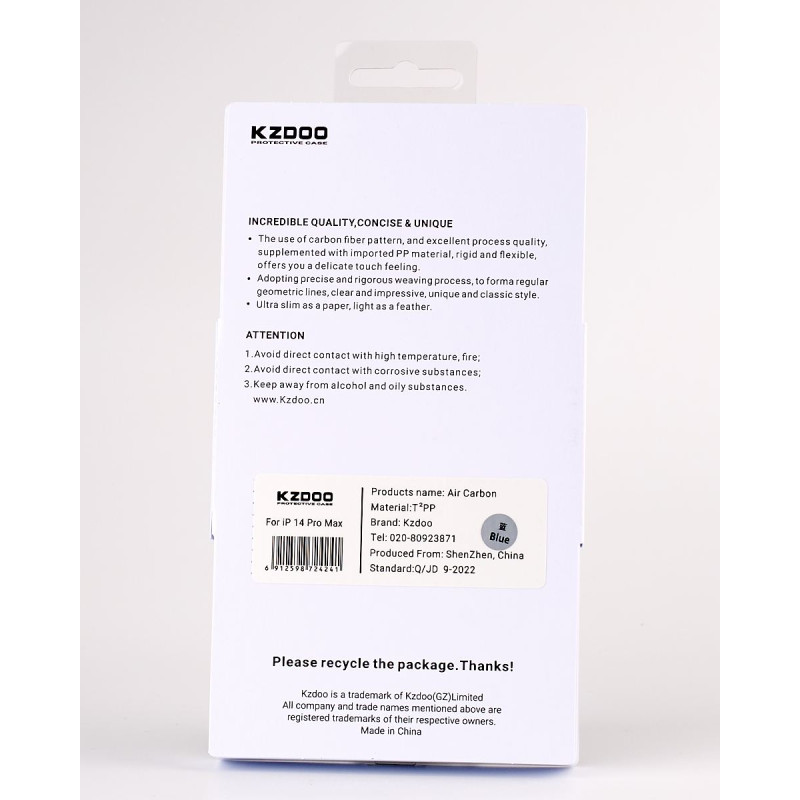 Карбоновий чохол K-DOO Air Carbon (UltraSlim 0.45mm) для телефону iPhone 14 Plus синій