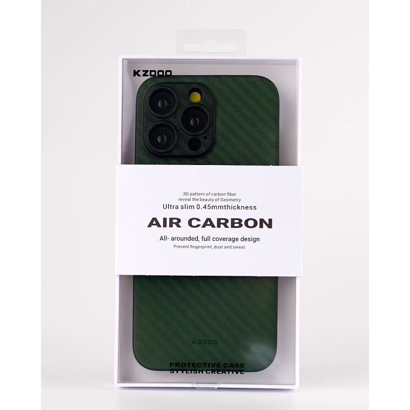 Карбоновий чохол K-DOO Air Carbon (UltraSlim 0.45mm) для телефону iPhone 13 Pro Max темно-зелений