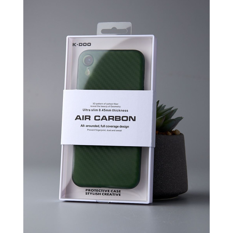 Карбоновий чохол K-DOO Air Carbon (UltraSlim 0.45mm) для телефону iPhone XR темно-зелений