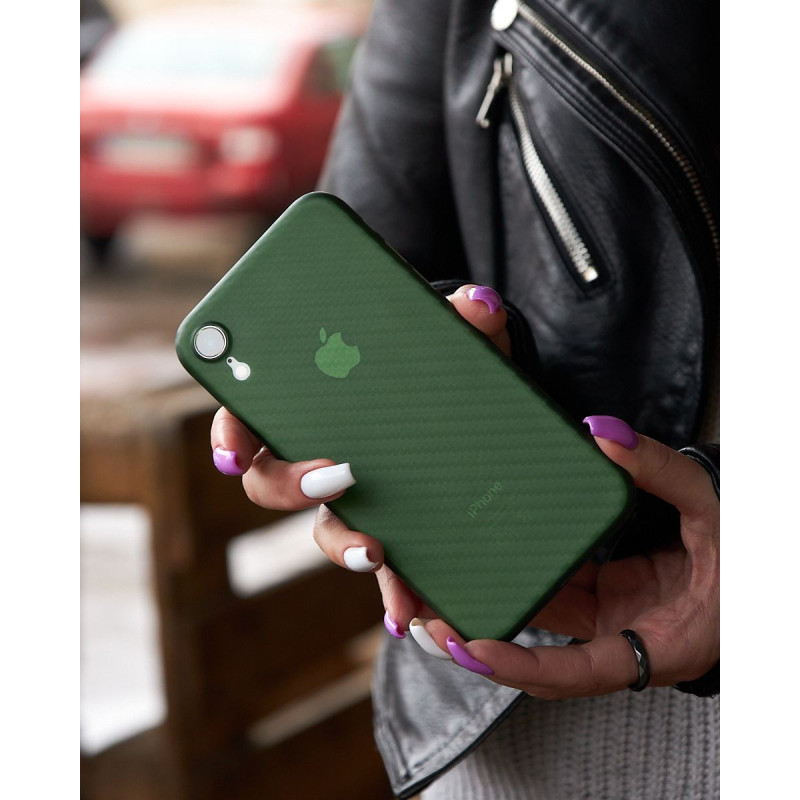 Карбоновий чохол K-DOO Air Carbon (UltraSlim 0.45mm) для телефону iPhone XR темно-зелений