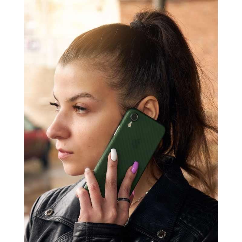 Карбоновий чохол K-DOO Air Carbon (UltraSlim 0.45mm) для телефону iPhone XR темно-зелений