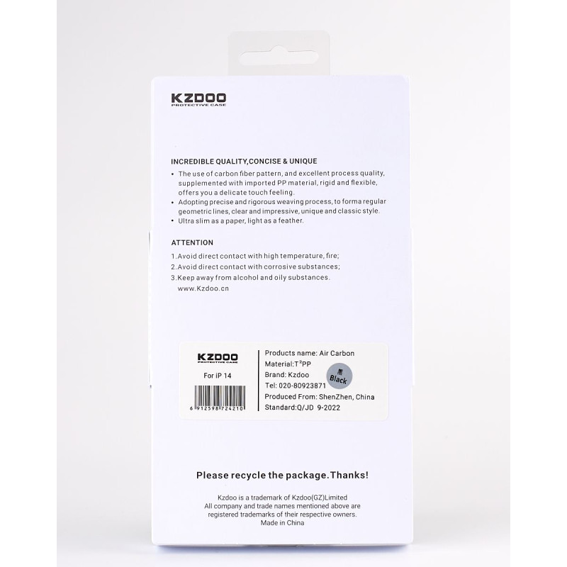 Карбоновий чохол K-DOO Air Carbon (UltraSlim 0.45mm) для телефону iPhone 14 Plus чорний