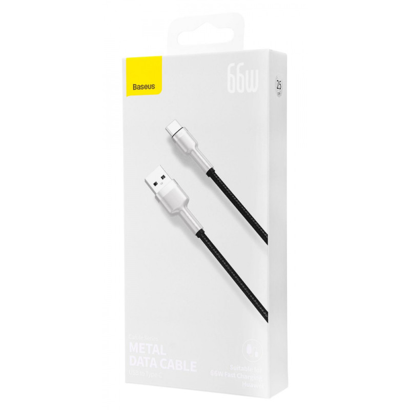 Кабель Baseus Cafule Metal Data Type-C 66W (0.25m) black