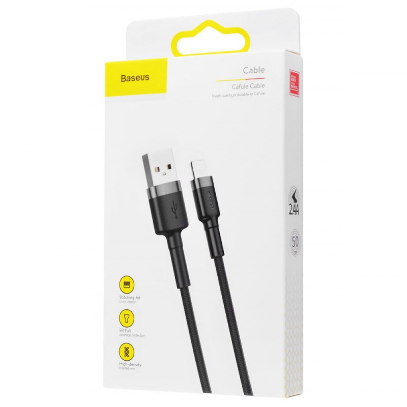 Кабель Baseus Cafule Lightning 2.4A (0.5m) gray/black