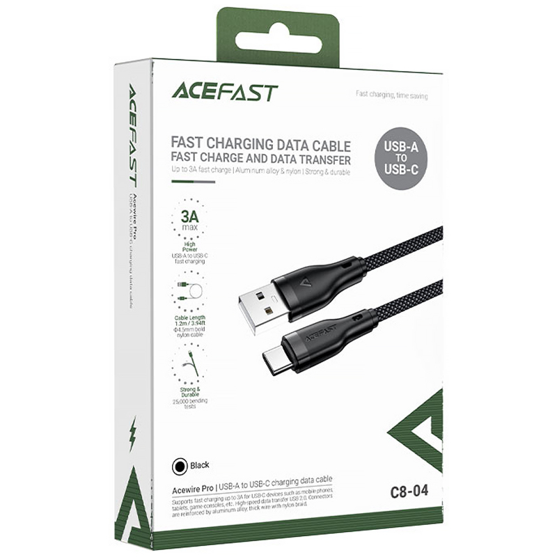 Дата кабель Acefast C8-04 USB to Type-C 3A (1.2m)