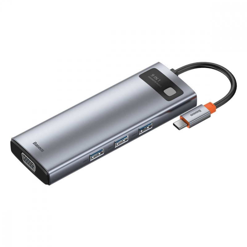 USB-Хаб Baseus Metal Gleam Series 9-in-1 Type-C gray