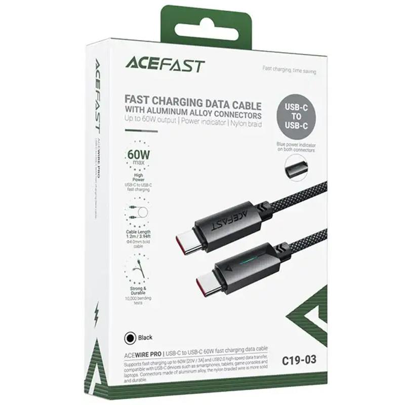 Дата кабель Acefast C19-03 Type-C to Type-C 60W (1.2m)