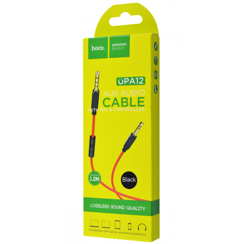 Кабель AUX Hoco UPA12 With Mic (1m) black